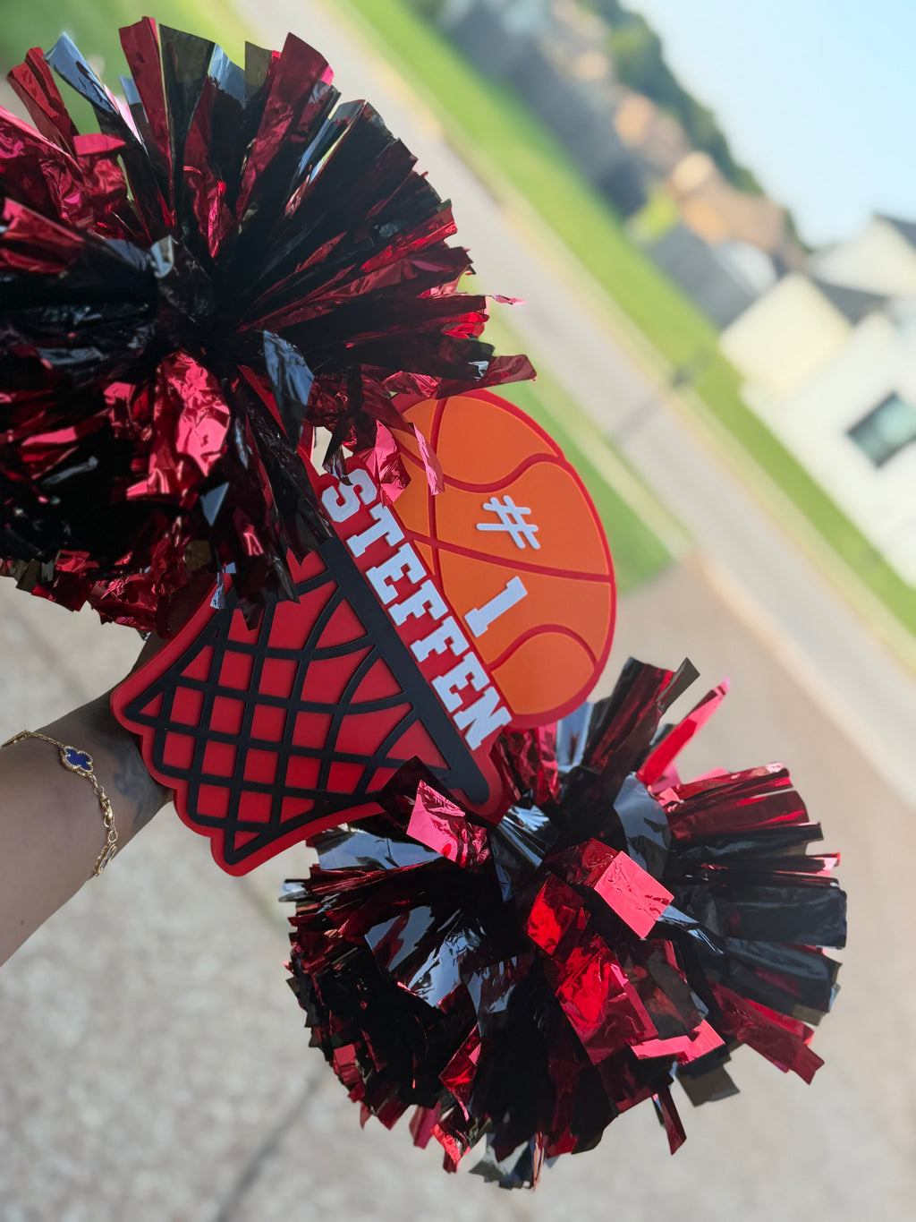 Cheer Stick with Pom Poms