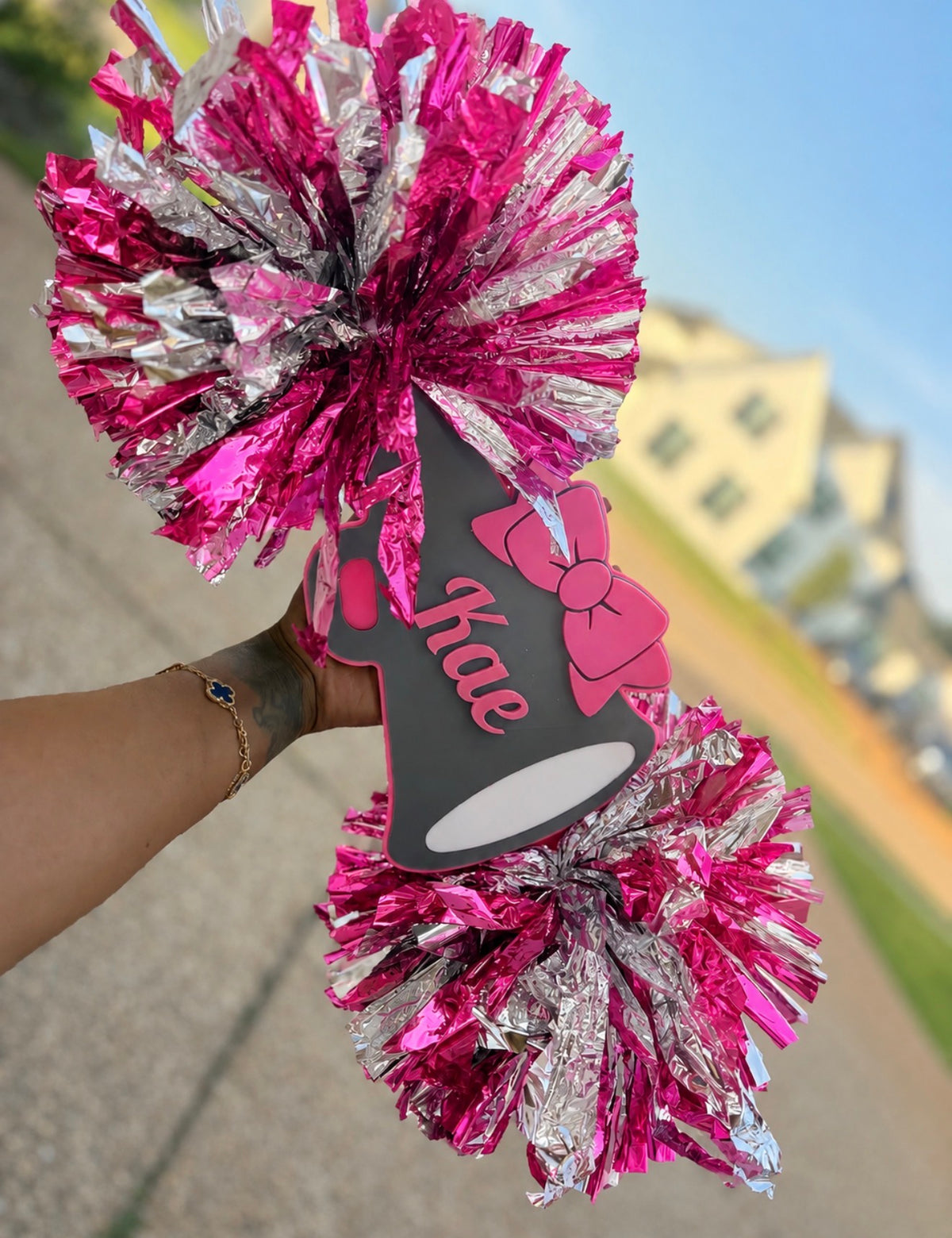Cheer Stick with Pom Poms
